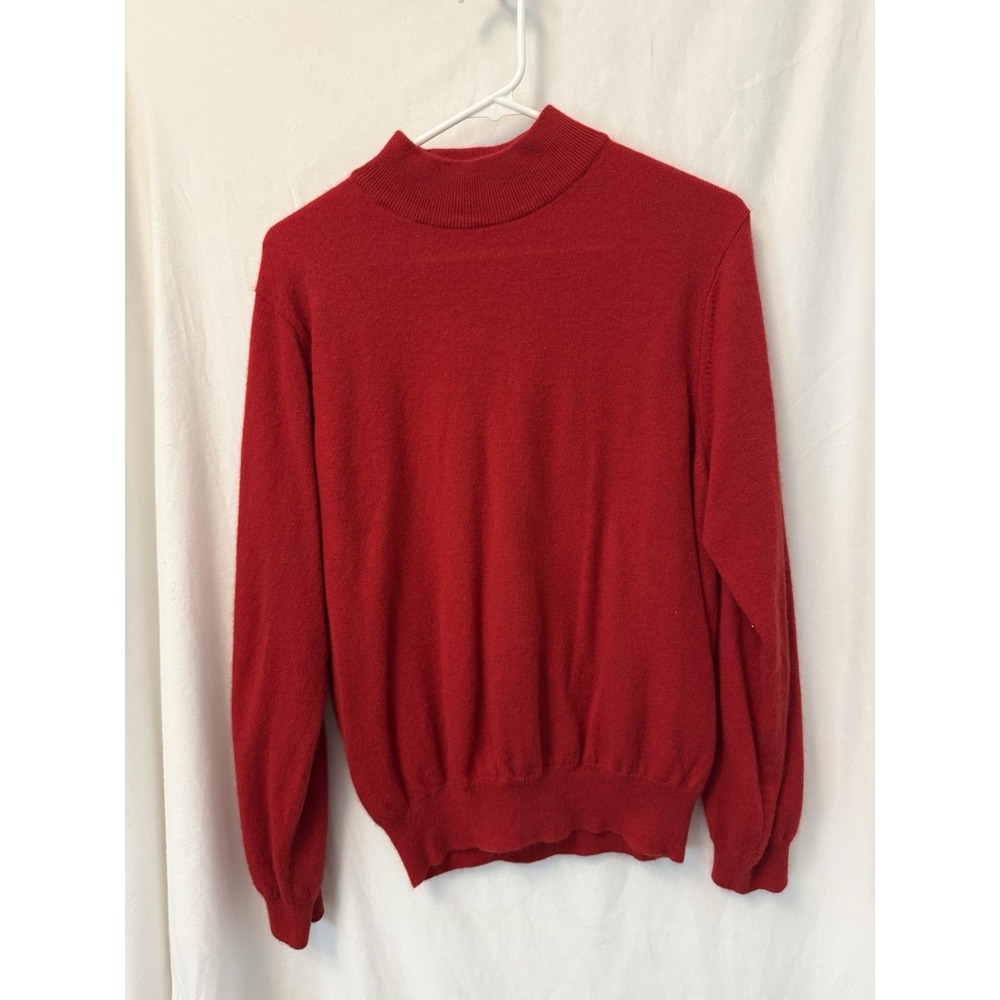 Charter Club Cashmere Sweater Womens Large Red Mock Neck Pullover Long Sleeve
